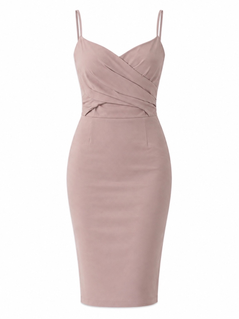 Dynamite Taupe Pink Ruched Body-con Midi Dress size L NWT